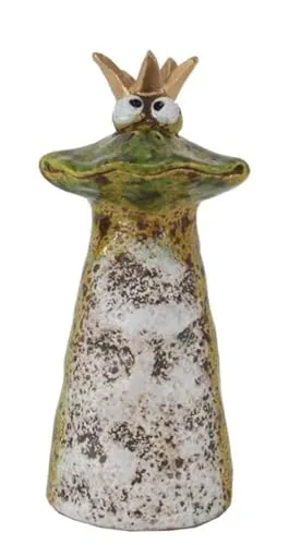 itsisa Zaunhocker Frosch Froschkönig H:18 cm aus Keramik - Zaun Deko Garten Frösche, Tierfigur Pfostenhocker, Zaunfigur, Gartendeko, Zaunstecker