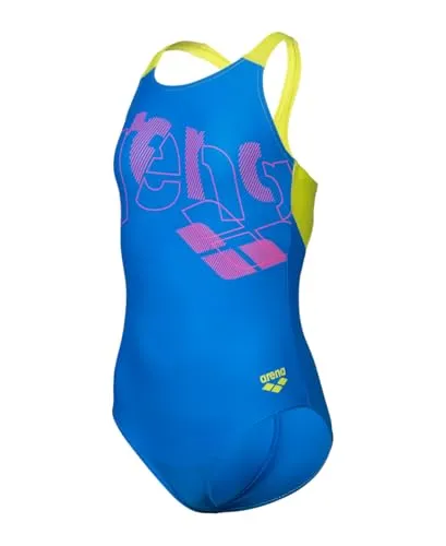 ARENA Kinder Schwimmanzug GIRLS TALES SWIMSUIT V BACK - Badeanzüge für Mädchen aus chlor- und salzwasserbeständigem MaxFit Eco Material mit UV-Schutz UPF50+. Perfekte Passform und Bewegungsfreiheit für Fitness- und Freizeit-Schwimmerinnen.