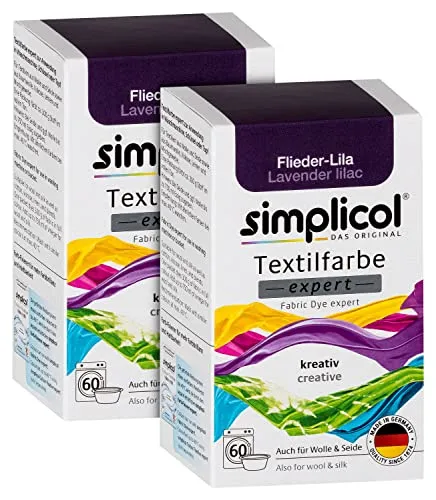 simplicol Textilfarbe expert Flieder-Lila Farbe für kreatives, einfaches Färben in der Waschmaschine oder manuell 1737 (2x 1707) 150 g (2er Pack)