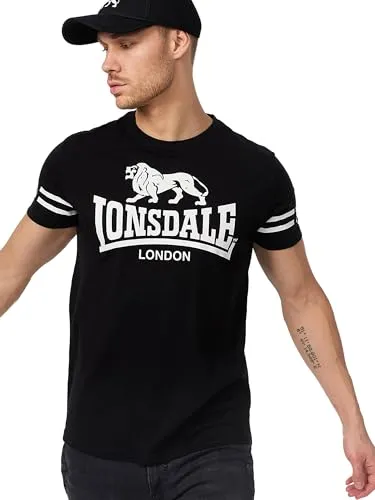 Lonsdale London Aldeburgh Männer T-Shirt schwarz XL - T-Shirts für Herren, hochwertiges 100% Baumwolle T-Shirt mit normalem Schnitt und Rundhals, ideal für lässige Outfits im Alltag.
