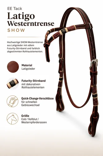 EE Tack Latigo Westerntrense SHOW mit Quick-Change-Verschlüssen
