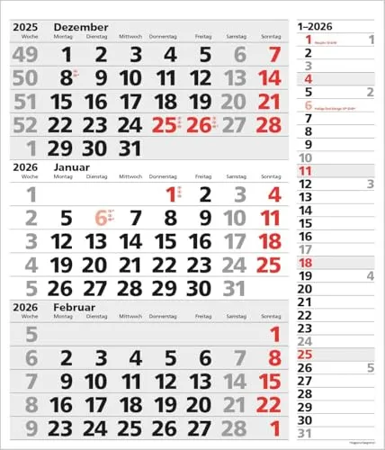 3-Monats-Planer XL Combi 2026: Extra großer Wandplaner mit Datumsschieber - Kalender für Lebenshilfe & Entspannung: 3-Monatskalender mit Ferienterminen und Jahresübersicht, ideal für die Organisation in Büros oder Zuhause.