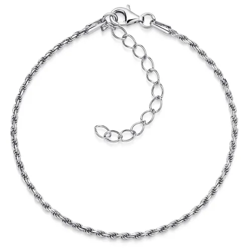 MATERIA Damen Armband 925 Sterling Silber Kordelkette 1,2mm 18-23cm variabel + B