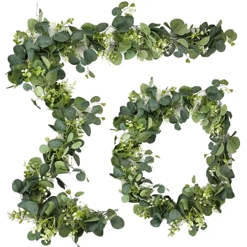 Williyatt Eukalyptus Girlande 2 pcs1.8 m mit Weidenblättern Grüne Blätter Künstliche Girlande Pflanze für Hintergrund Hochzeit Dekoration Tischläufer Mittelstück