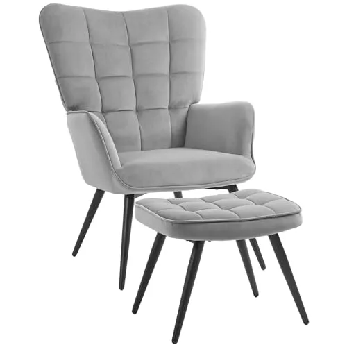 HOMCOM Relaxsessel Polstersessel mit Samtoptik - Funktionssessel mit Relaxfunktion, bis 120 kg belastbar, ideal für gemütliche Abende im Wohnzimmer, in elegantem Hellgrau.