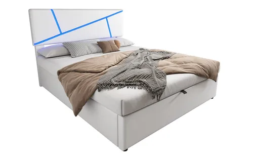 Flieks Polsterbett, LED Beleuchtung hydraulisches Stauraumbett 160x200cm Kunstleder