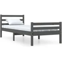 vidaXL Massivholzbett Grau 100x200 cm