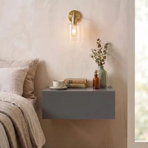 CARO-Möbel Nachtkommode ANNE - Hängender Nachttisch mit 1 Schublade, platzsparend und modern, ideal für stilvolle Schlafzimmer.