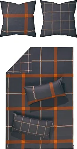 Looks by Wolfgang Joop Wendebettwäsche Mako-Satin anthrazit-orange Größe 1x 135x200 cm + 1x 40x80 cm
