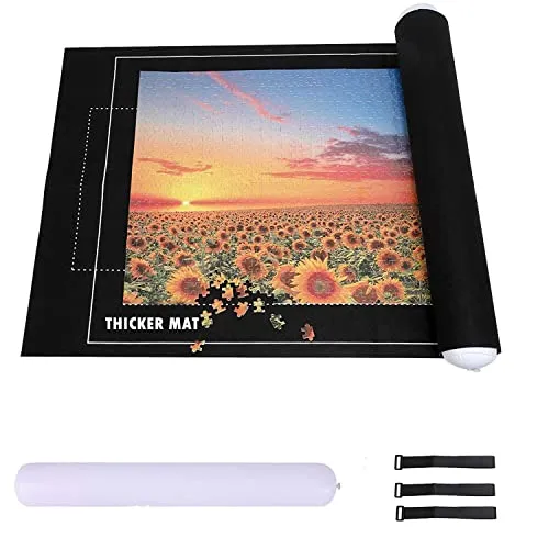 Celawork Puzzlematte für BIS 1500, 2000, 3000 Teile - Rollmatte Puzzleunterlage 80 * 120 cm (Schwarz, für 2000)