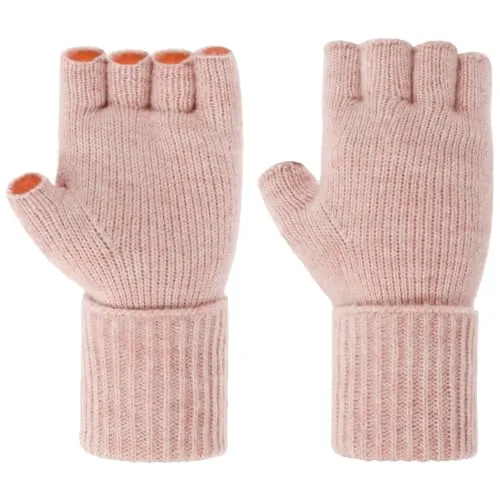 Seeberger Classic Fingerless Handschuhe Strickhandschuhe Damenhandschuhe Fingerlose Damen - Herbst-Winter Winter - One Size rosa