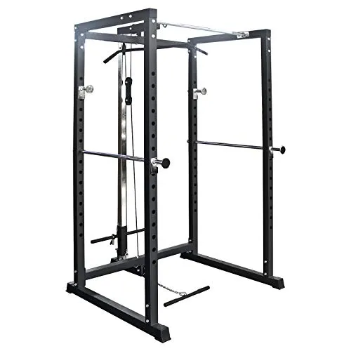 Train Hard Power Rack Cage mit Latzug, Kabelzug und Klimmzugstange, Massive Kraftstation geprüfte und zertifizierte Premium Qualität nach EN957