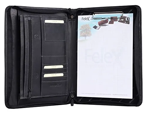 Greenburry Vintage Konferenzmappe Leder Schreibmappe A4 schwarz | 36x26,5x3cm