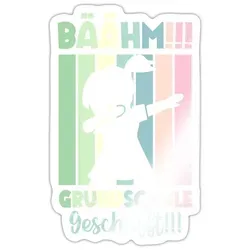 Spreadshirt Bäähm Grundschule Geschafft 2026 Pastell Sticker Aufkleber, 10 x 10 cm, Weiß glänzend - Weiß