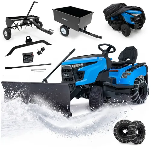 Rasentraktor Set-3-HW-TR-586 mit Schneefräse und Anhänger