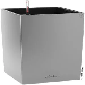LECHUZA CUBE Premium 40 silber metallic 16368 in silber von Lechuza