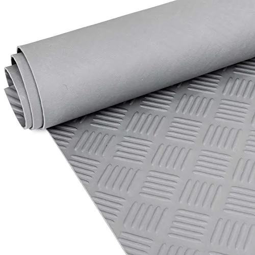 ANRO Gummimatte Riffelmatte Meterware 3mm Riffelblech Gummiläufer Riffelblechmatte als Werkstattboden, Bodenbelag, Werkbank Auflage, Gummi Matte für Anhänger, Garage Grau 320 x 100cm