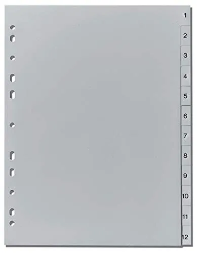 Herlitz 10843407 Register 1-12, 23 x 29,7 cm, PP, Eurolochung (3x 1-12)