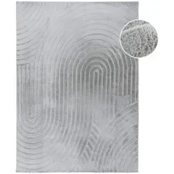 carpet city Teppich Wohnzimmer Kurzflor - 160x230 cm in Grau - Moderne Teppiche für Schlafzimmer & Flur mit geometrischem Wellen-Muster in 3D-Optik. Der samt-weiche Teppich bietet eine angenehme Soft-Touch Haptik und sorgt für Gemütlichkeit in jedem Raum.