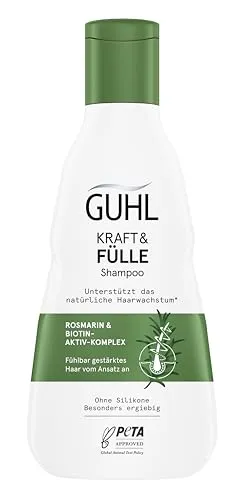 Guhl Kraft & Fülle Shampoo 250 ml - Guhl Shampoo für kräftiges, volles Haar, mit Rosmarinextrakt & Biotin zur Unterstützung des natürlichen Haarwachstums. Silikonfrei und sanft reinigend.