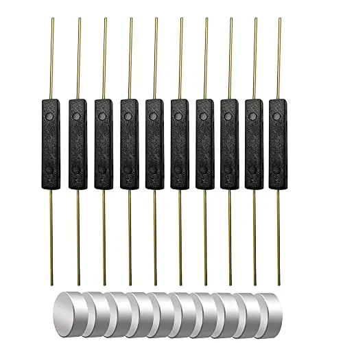 Produktbild Gebildet 10Stück Kunststoff-Reed-Schalter,Reed-Kontakt,Magnet in der Nähe–Schaltkreis verbinden,Magnet entfernt–Schaltkreis unterbrechen,magnetischer Induktionsschalter (3mm×14mm) mit 10 magneten