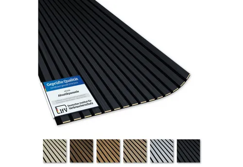AKUSTIKO Wanddekoobjekt AK04 - Flexible Akustikpaneele für moderne Raumgestaltung - Entdecken Sie die AKUSTIKO Lamella: 4 flexible Akustikpaneele (280x60cm) zur effektiven Schalldämmung und stilvollen Wandgestaltung. Ideal für Wohnräume und Büros, einfach zu montieren und nachhaltig gefertigt.