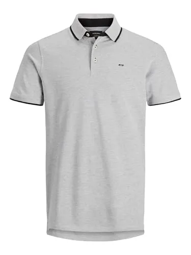 Jack & Jones Poloshirt Paulos grau M - Herren-Shirt aus 100% Baumwolle, pflegeleicht und modisch mit Polokragen. Ideal für lässige Anlässe und perfekt für einen stilvollen Look.