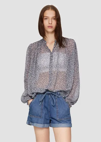 Q/S by s.Oliver Damenbluse 2149904, Grey 96A3, Größe 42 - Elegante Damenbluse mit Rundhalsausschnitt und Puffärmeln, ideal für den lässigen Alltag oder besondere Anlässe.