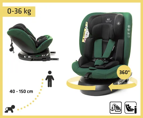 4BABY Kindersitz Matt-Fix I-SIZE 360° drehbar ISOFIX - ISOFIX Kindersitz für 0-36 kg mit 360° Drehbasis für einfaches Hineinsetzen. Verstellbare Kopfstütze und ergonomische Neugeborenen-Einlage bieten maximalen Komfort und Sicherheit.