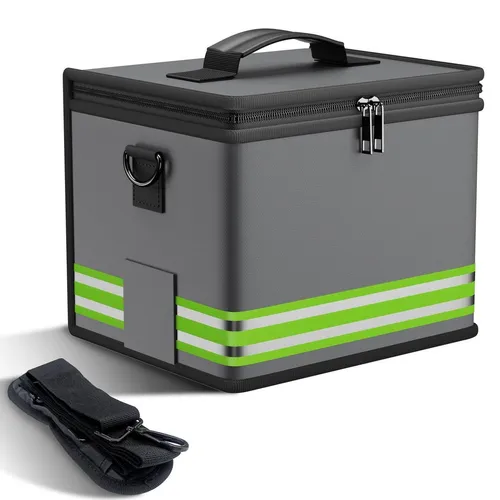 Feuerfeste Akku Tasche 24x18x20cm Lipo Safe Bag explosionsgeschützt Grau