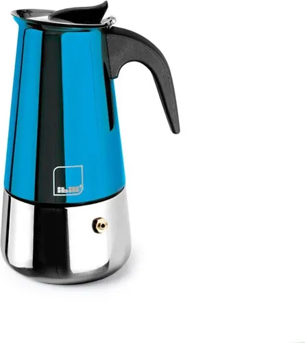 IBILI Moca Blue Espressomaschine, 4 Tassen, Edelstahl - Espressokocher für 4 Tassen, induktionsgeeignet und aus hochwertigem Edelstahl 18/10, ideal für ein authentisches italienisches Kaffeeerlebnis.