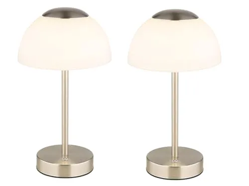 2er Set Kabellose Akku Tischleuchten dimmbar in Silber, H 31cm - Klassische Tischleuchten mit dimmbaren LED, ideal für mobile Nutzung ohne Stromanschluss. 3 Lichttemperaturen und stufenlos dimmbar für perfekte Beleuchtung.