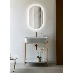 Talos LED Spiegel oval schwarz 45 x 75 cm - Dekorative Wandspiegel, feuchtraumgeeignet mit hochwertigem Aluminiumrahmen und umlaufendem Raumlicht für stilvolle Beleuchtung im Badezimmer.