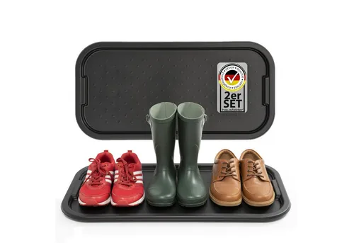 Hausfelder Schuhabtropfschale Schuhablage, Abtropfwanne Schuhe, 2 Stück, 39x79x2 cm (2-tlg), für bis zu 3 Paar Schuhe, strukturierte Oberfläche