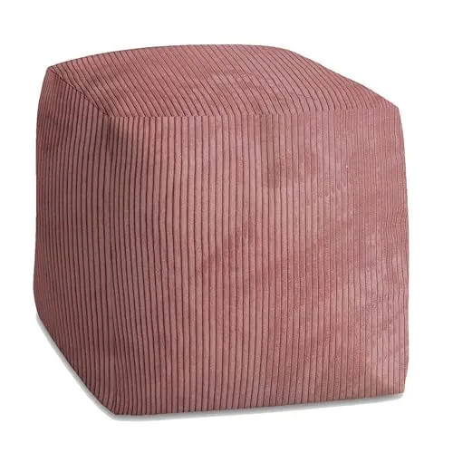 DreamRoots Pouf Hocker 60x60x60cm - Couch Hocker mit Pouf Cord - Wohnzimmer Fußhocker für Sessel und Sofa - Sitz Poof und Fußablage