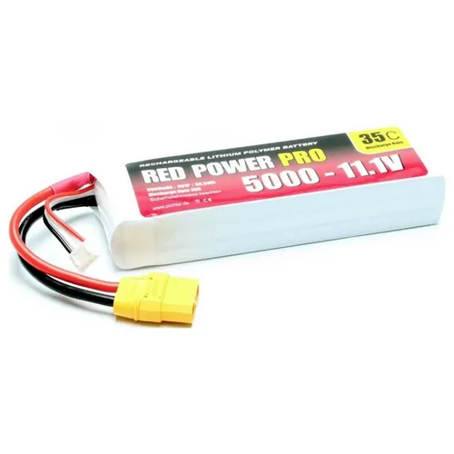 Red Power LiPo Akkupack 11.1 V 5000 mAh 35 C - Modellbau-Akkupack (LiPo) mit niedrigem Innenwiderstand für hohe Belastbarkeit, ideal für anspruchsvolle Modelle und lange Flugzeiten.