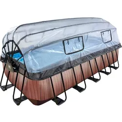 EXIT Wood Pool Braun 540x250x122cm mit Sandfilterpumpe und Abdeckung - Rechteckiger Rahmenpool für bis zu 9 Personen, inklusive hochwertiger Sandfilterpumpe und praktischer Abdeckung für sauberes Wasser und Wärmeschutz.