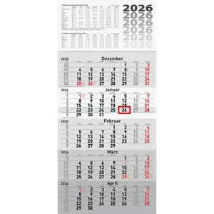 Rido-Ide 5-Monatskalender 7033520006, grau, 2026, mit Datumsschieber, 30 x 63 cm