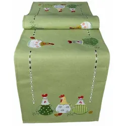 texpot Tischdecke Tischläufer Stickerei verrückte Hühner Ostern (1-tlg) quadratisch | 40 cm x 140 cm