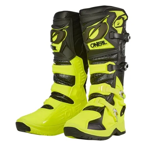 Oneal RMX Pro Motocross Stiefel - Schwarz-Gelb, Größe 44 - Motorradstiefel mit optimalem Schutz und Flexibilität, rutschfester MX-Außensohle und robusten Metallschnallen für sicheren Halt.