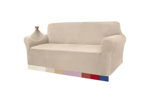 LuxusKollektion Hängedekoration Sofabezug Stretch Jacquard Protector für 3-Sitzer Hunde Haustiere Beige - Der LuxusKollektion Sofabezug in Beige schützt deinen 3-Sitzer optimal vor Kratzern und Schmutz. Aus hochwertigem Stretch Jacquard gefertigt, bietet er eine perfekte Passform und ist pflegeleicht – ideal für ein stilvolles Zuhause mit Haustieren.