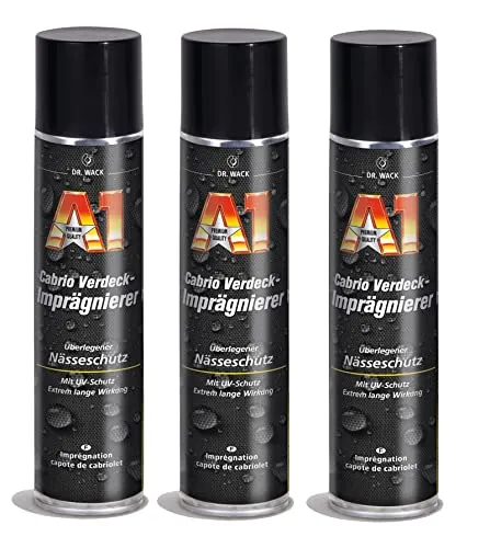 3x 400ml Dr. Wack A1 Cabrio Verdeck-Imprägnierer, Cabrio Dach Imprägnierung, Stoffverdeck Stoffdach Imprägnieren, Cabrio Verdeck Imprägnierspray