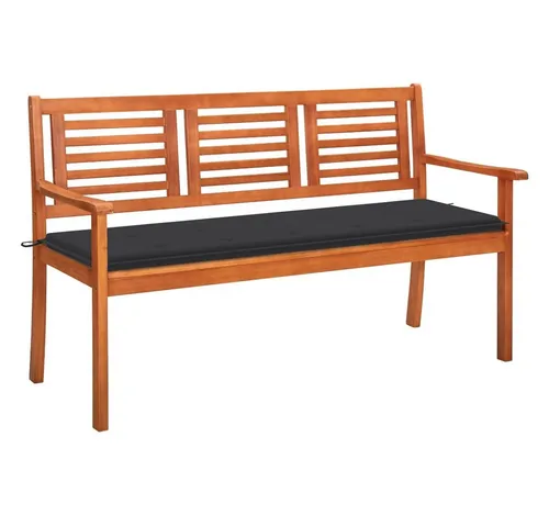 furnicato 3-Sitzer-Gartenbank aus Eukalyptusholz mit Auflage, Anthrazit - Robuste Gartenbank aus massivem Eukalyptusholz für höchsten Sitzkomfort. Mit ergonomischer Form und pflegeleichter, ölbeschichteter Oberfläche. Ideal für Garten, Terrasse oder Veranda.