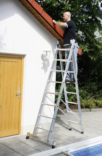 Mehrzweckleiter 2x8 Sprossen, L 4180mm, AH 5300mm