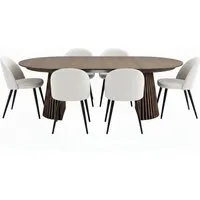 ebuy24 Essgruppe Tokyo 7-tlg. mit smoked Esstisch und 6 Samt-Stühlen - Moderne Essgruppe mit edlem smoked Finish, 6 bequemen Stühlen aus Samt und stabilen Stahlbeinen – ideal für stilvolle Essbereiche.