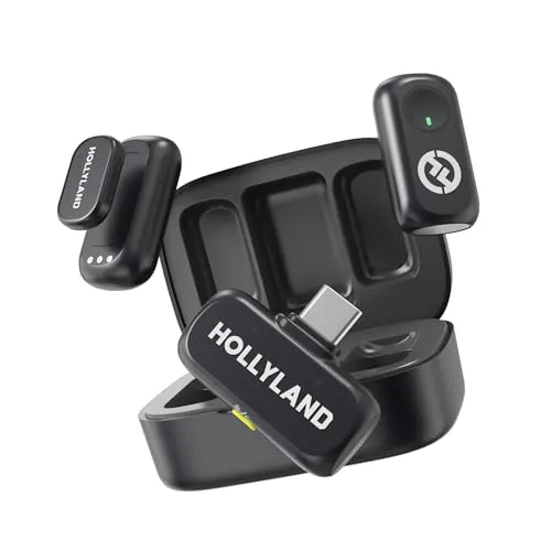 Hollyland Lark A1 Duo Wireless Lavalier Mikrofon für iPhone 15/16/17 & Android,Kabellos Mini Microphone mit EQ&Hall, 6-stufiger Gain-Regelung für die YouTube Podcast Video und Vlog-Erstellung.
