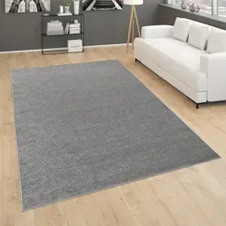 Paco Home Kurzflorteppich Anthrazit 80x250 cm - Strapazierfähiger Kurzflorteppich für Fußbodenheizung, ideal für stark frequentierte Räume. Schlichtes Design sorgt für gemütliche Atmosphäre in jedem Wohnstil.