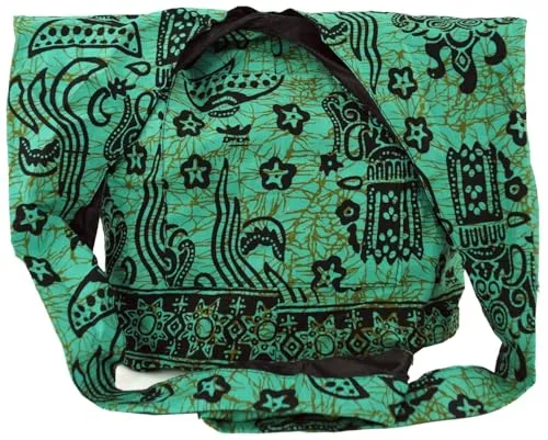 GURU SHOP Sadhu Bag, Schulterbeutel, Hippie Tasche - Grün, Unisex - Erwachsene, Baumwolle, 30x32x10 cm