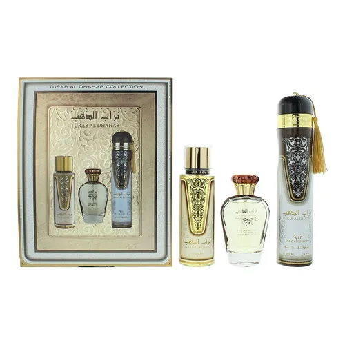 Ard Al Zaafaran Turab Al Dhahab 3 Piece Gift Set für Frauen - Damenparfüm Gift Set mit dem luxuriösen Duft Turab Al Dhahab, perfekt für besondere Anlässe oder als Geschenk.