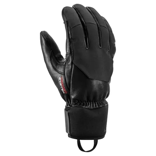 LEKI HS Hevon 3D Handschuhe - Schwarz - 10,5 - Alpine Handschuhe mit Comfort Fit für optimale Wärmeisolierung und silikonverstärktem Grip für beste Griffigkeit. Wasserdicht durch spezielle Membrane und flexibles Neopren mit Klettverschluss.